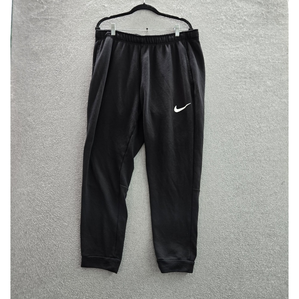 Nike Men Activewear Pants XL Black Jogger Dri Fit Swoosh Logo Fleece 27" Inseam